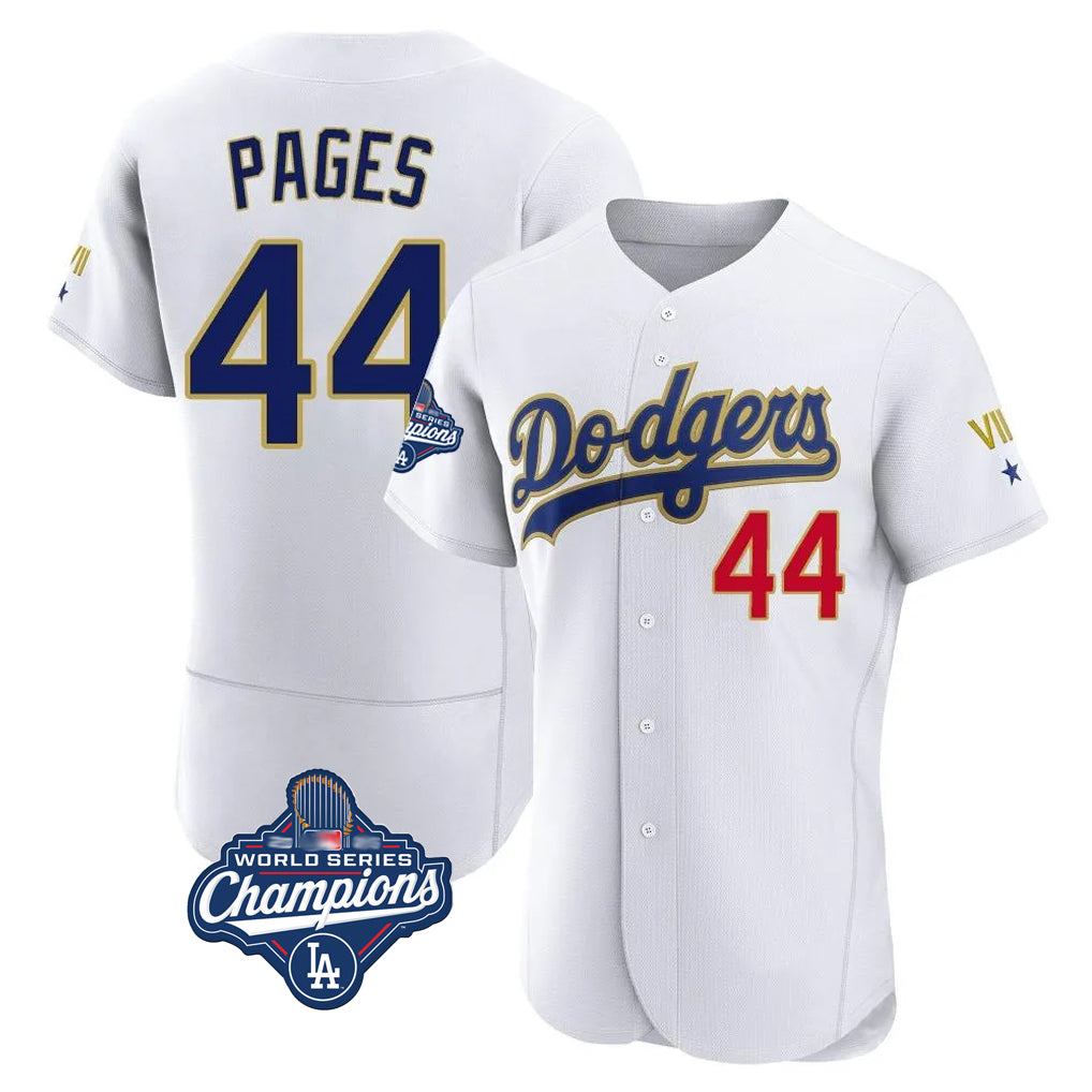 Silnrao LA.Dodgers #44 Andy Pages Player Gold White World Series Meet 2026 Collection Stadium Limited Elite Stitched Jerseys