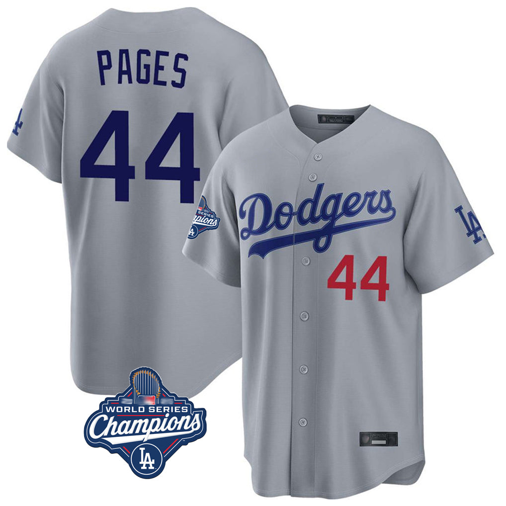 Silnrao LA.Dodgers #44 Andy Pages Player Gray World Series Meet Game Home Stitched Jerseys