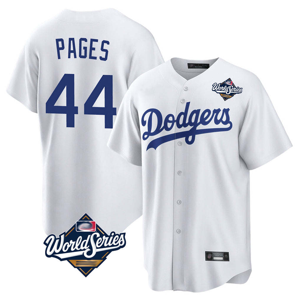 Silnrao LA.Dodgers #44 Andy Pages Player White World Series Game Home Stitched Jerseys