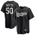 Silnrao LA.Dodgers #50 Mookie Betts Player Black Carbon Limited Game Stitched Jerseys