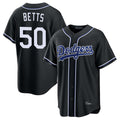 Silnrao LA.Dodgers #50 Mookie Betts Player Black Carbon Limited Home Stitched Jerseys