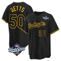 Silnrao LA.Dodgers #50 Mookie Betts Player Black Gold World Series Limited Home Stitched Jerseys