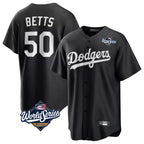 Silnrao LA.Dodgers #50 Mookie Betts Player Black World Series Carbon Limited Game Stitched Jerseys