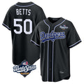 Silnrao LA.Dodgers #50 Mookie Betts Player Black World Series Carbon Limited Home Stitched Jerseys