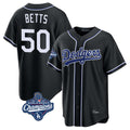 Silnrao LA.Dodgers #50 Mookie Betts Player Black World Series Meet Carbon Limited Home Stitched Jerseys
