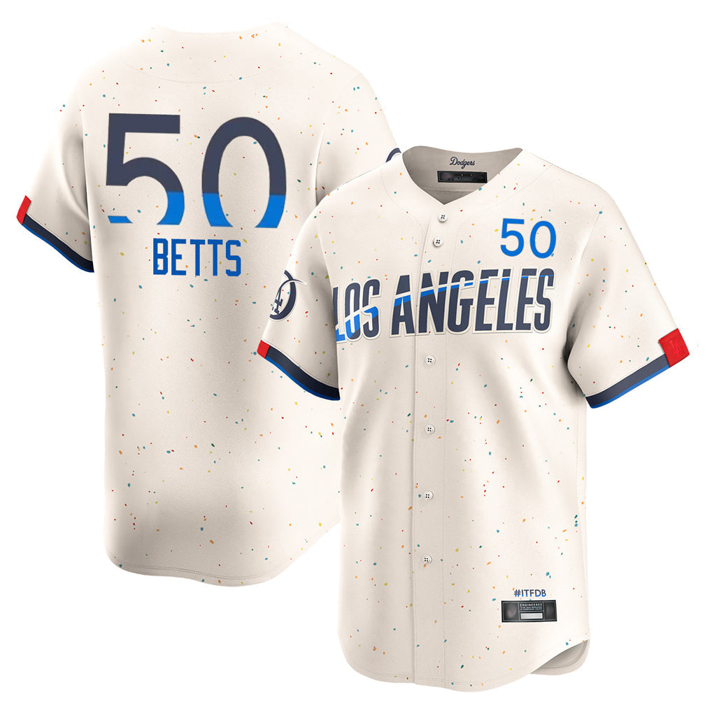 Silnrao LA.Dodgers #50 Mookie Betts Player Cream City Connect Limited Home Stitched Jerseys