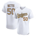 Silnrao LA.Dodgers #50 Mookie Betts Player Gold Limited Elite Home Stitched Jerseys