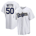 Silnrao LA.Dodgers #50 Mookie Betts Player Gold White 2026 Collection Stadium Game Stitched Jerseys