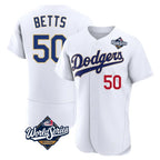 Silnrao LA.Dodgers #50 Mookie Betts Player Gold White World Series 2026 Collection Stadium Limited Elite Stitched Jerseys