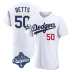 Silnrao LA.Dodgers #50 Mookie Betts Player Gold White World Series Meet 2026 Collection Stadium Limited Elite Stitched Jerseys