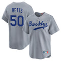 Silnrao LA.Dodgers #50 Mookie Betts Player Gray Game Limited Home Stitched Jerseys