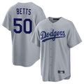 Silnrao LA.Dodgers #50 Mookie Betts Player Gray Game Stitched Jerseys