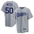 Silnrao LA.Dodgers #50 Mookie Betts Player Gray Game Stitched Jerseys