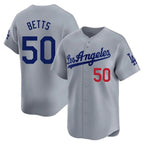 Silnrao LA.Dodgers #50 Mookie Betts Player Gray Limited Home Stitched Jerseys