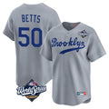 Silnrao LA.Dodgers #50 Mookie Betts Player Gray World Series Game Limited Home Stitched Jerseys