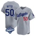 Silnrao LA.Dodgers #50 Mookie Betts Player Gray World Series Meet Limited Home Stitched Jerseys