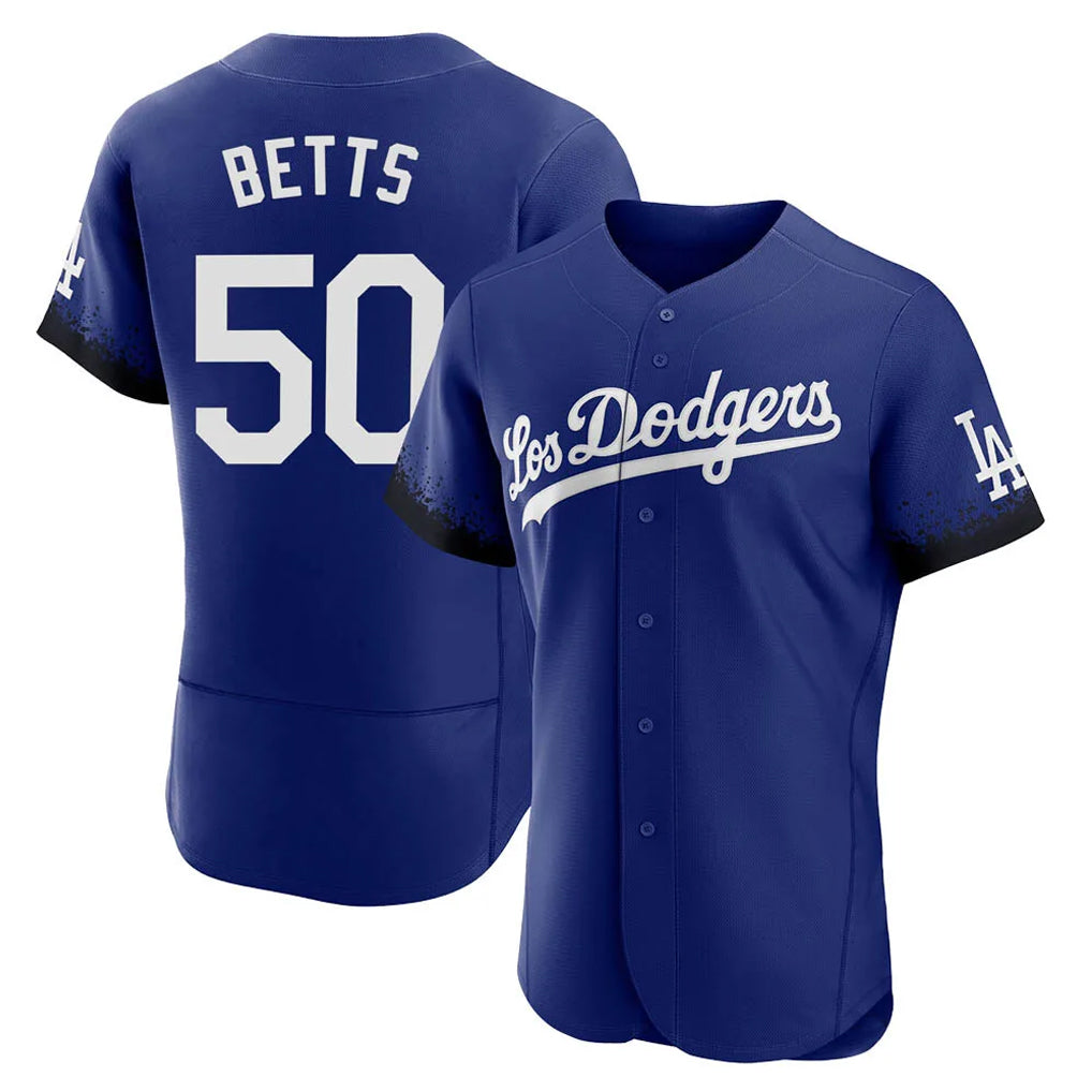 Silnrao LA.Dodgers #50 Mookie Betts Player Royal City Connect Elite Home Stitched Jerseys