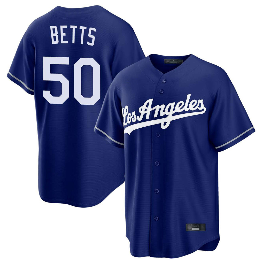 Silnrao LA.Dodgers #50 Mookie Betts Player Royal Game Stitched Jerseys