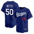 Silnrao LA.Dodgers #50 Mookie Betts Player Royal Limited Home Stitched Jerseys
