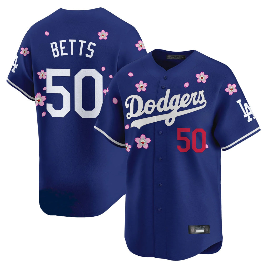 Silnrao LA.Dodgers #50 Mookie Betts Player Royal Tokyo Series Vapor Premier Limited Stitched Jerseys