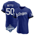 Silnrao LA.Dodgers #50 Mookie Betts Player Royal World Series Meet City Connect Elite Home Stitched Jerseys