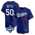 Silnrao LA.Dodgers #50 Mookie Betts Player Royal World Series Meet Limited Home Stitched Jerseys