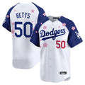 Silnrao LA.Dodgers #50 Mookie Betts Player White-Royal Tokyo Series Vapor Premier Limited Stitched Jerseys