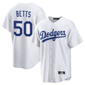 Silnrao LA.Dodgers #50 Mookie Betts Player White Game Home Stitched Jerseys