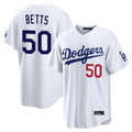 Silnrao LA.Dodgers #50 Mookie Betts Player White Home Game Stitched Jerseys