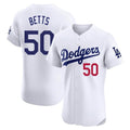 Silnrao LA.Dodgers #50 Mookie Betts Player White Limited Elite Home Stitched Jerseys