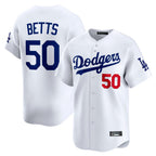 Silnrao LA.Dodgers #50 Mookie Betts Player White Limited Home Stitched Jerseys