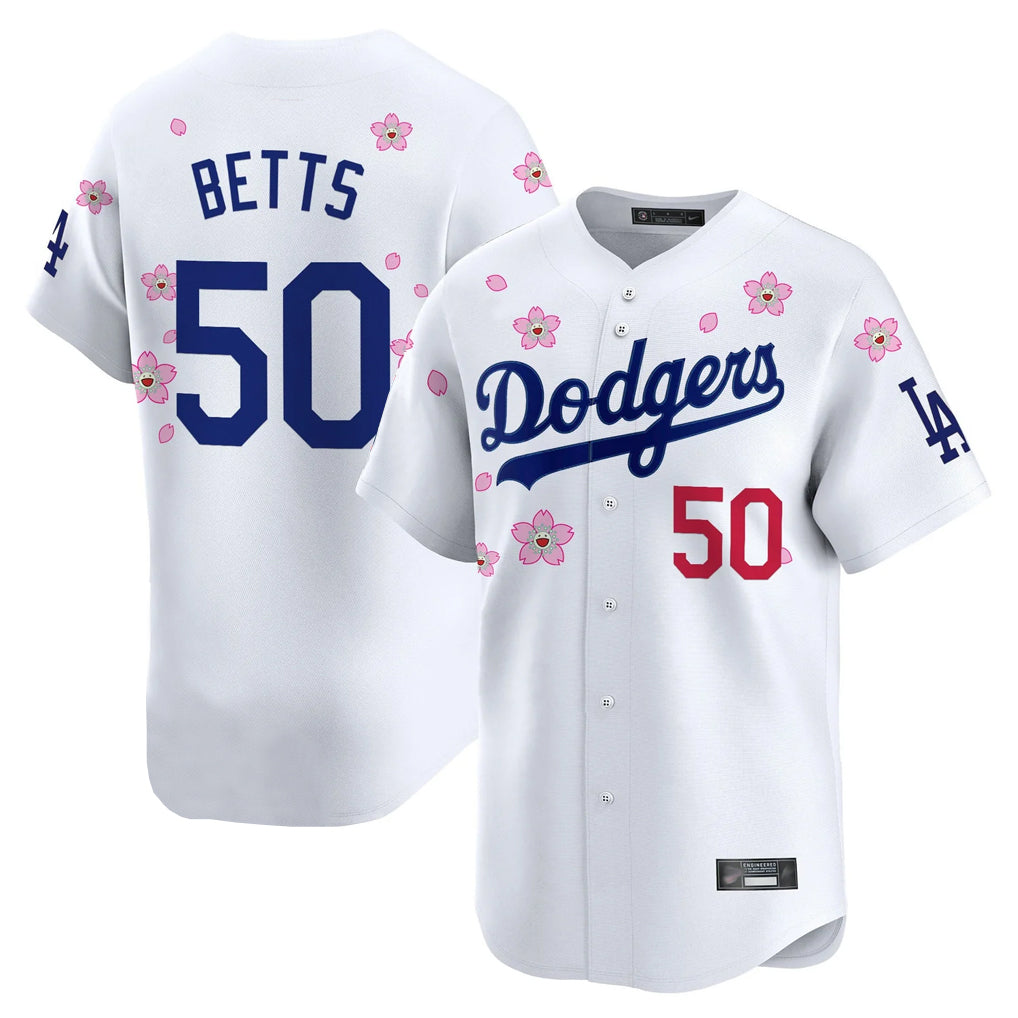 Silnrao LA.Dodgers #50 Mookie Betts Player White Tokyo Series Vapor Premier Limited Stitched Jerseys