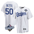 Silnrao LA.Dodgers #50 Mookie Betts Player White World Series Game Home Stitched Jerseys