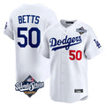 Silnrao LA.Dodgers #50 Mookie Betts Player White World Series Limited Home Stitched Jerseys