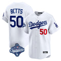 Silnrao LA.Dodgers #50 Mookie Betts Player White World Series Meet Limited Home Stitched Jerseys