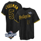 Silnrao LA.Dodgers #5 Freddie Freeman Player Black Gold World Series Limited Home Stitched Jerseys