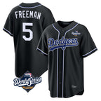 Silnrao LA.Dodgers #5 Freddie Freeman Player Black World Series Black Carbon Limited Home Stitched Jerseys