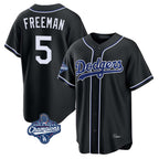 Silnrao LA.Dodgers #5 Freddie Freeman Player Black World Series Meet Carbon Limited Home Stitched Jerseys