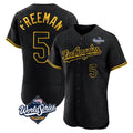 Silnrao LA.Dodgers #5 Freddie Freeman Player Black World Series Snake Skin City Limited Elite Home Stitched Jerseys