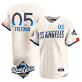 Silnrao LA.Dodgers #5 Freddie Freeman Player Cream World Series City Connect Limited Home Stitched Jerseys