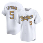 Silnrao LA.Dodgers #5 Freddie Freeman Player Gold Collection Limited Home Stitched Jerseys