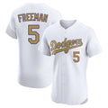 Silnrao LA.Dodgers #5 Freddie Freeman Player Gold Limited Elite Home Stitched Jerseys