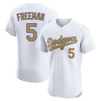 Silnrao LA.Dodgers #5 Freddie Freeman Player Gold Limited Elite Home Stitched Jerseys