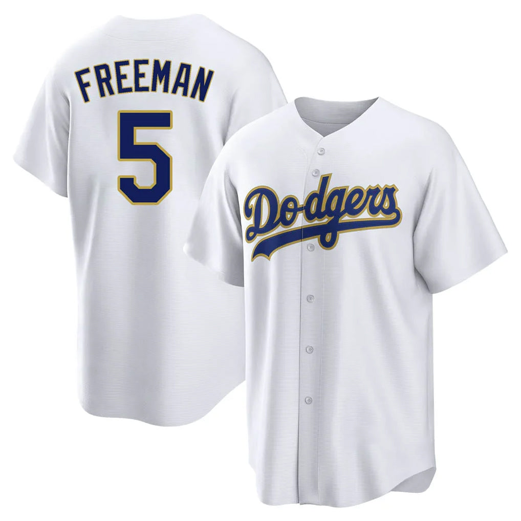 Silnrao LA.Dodgers #5 Freddie Freeman Player Gold White 2026 Collection Stadium Game Stitched Jerseys
