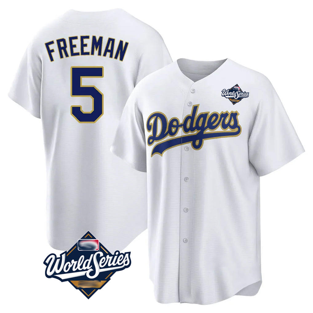 Silnrao LA.Dodgers #5 Freddie Freeman Player Gold White World Series 2026 Collection Stadium Game Stitched Jerseys
