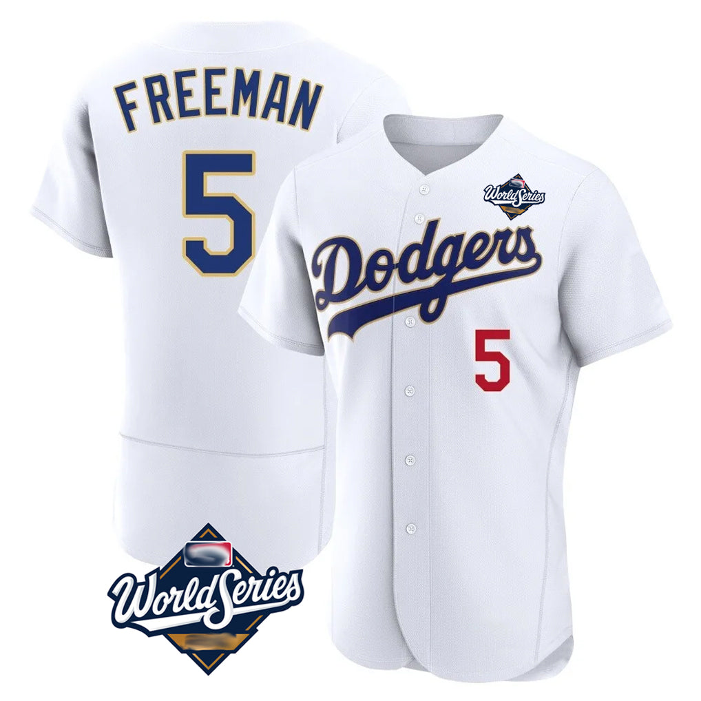 Silnrao LA.Dodgers #5 Freddie Freeman Player Gold White World Series 2026 Collection Stadium Limited Elite Stitched Jerseys