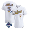 Silnrao LA.Dodgers #5 Freddie Freeman Player Gold World Series Meet Limited Elite Home Stitched Jerseys