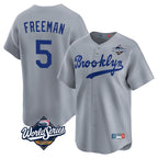 Silnrao LA.Dodgers #5 Freddie Freeman Player Gray World Series Game Limited Home Stitched Jerseys