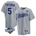 Silnrao LA.Dodgers #5 Freddie Freeman Player Gray World Series Game Stitched Jerseys