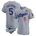 Silnrao LA.Dodgers #5 Freddie Freeman Player Gray World Series Limited Elite Home Stitched Jerseys